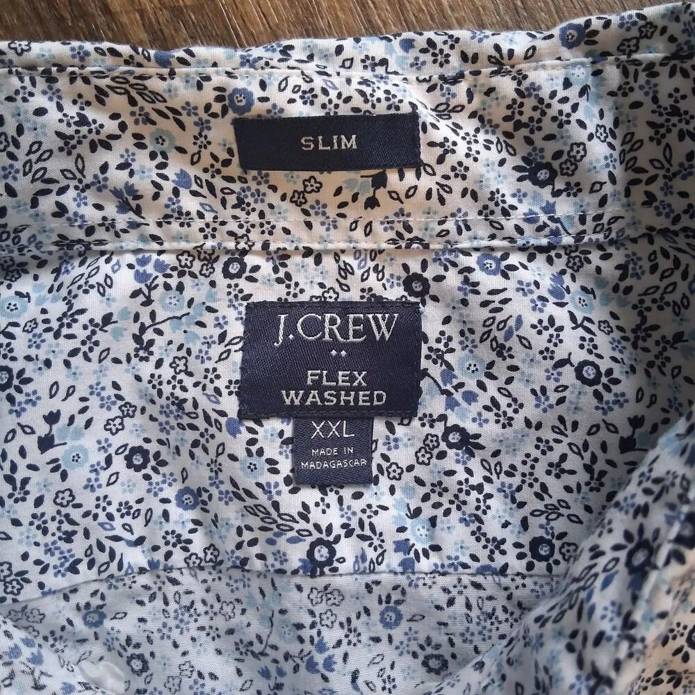 J Crew Men's Long Sleeve Micro-Floral Button-Down Shirt XXL Elevated Casual Prep